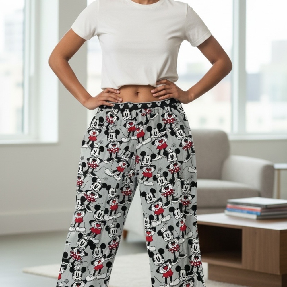 Disney Mickey Mouse Gray and Pink Pajama Pants